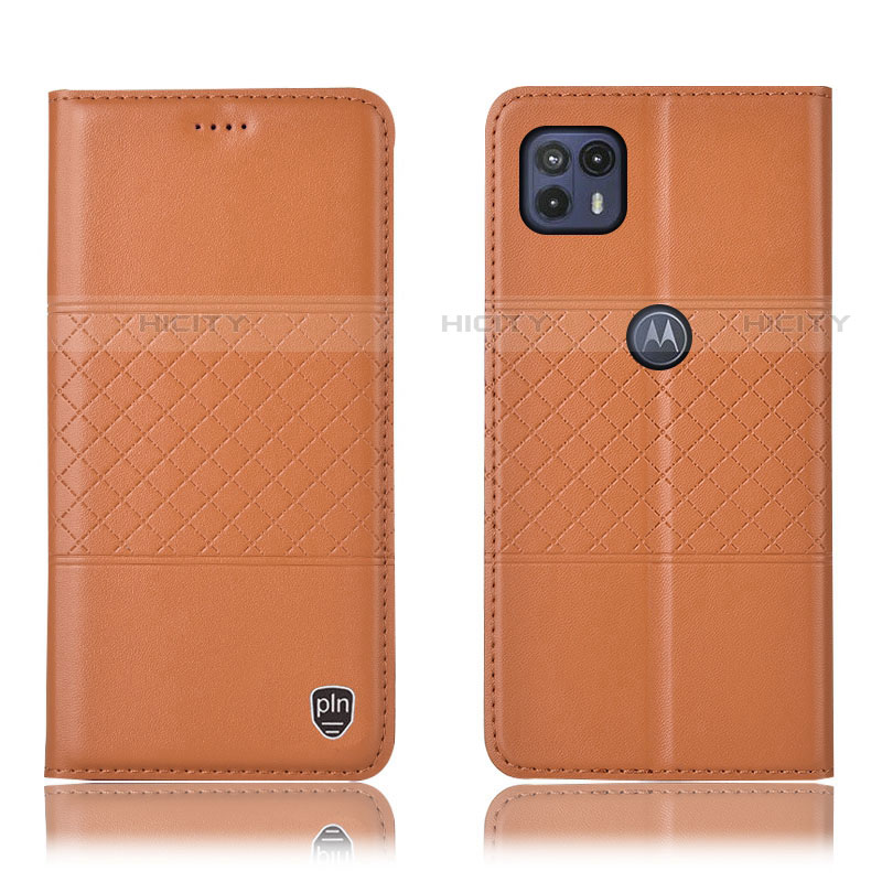 Custodia Portafoglio In Pelle Cover con Supporto H10P per Motorola Moto G50 5G Arancione