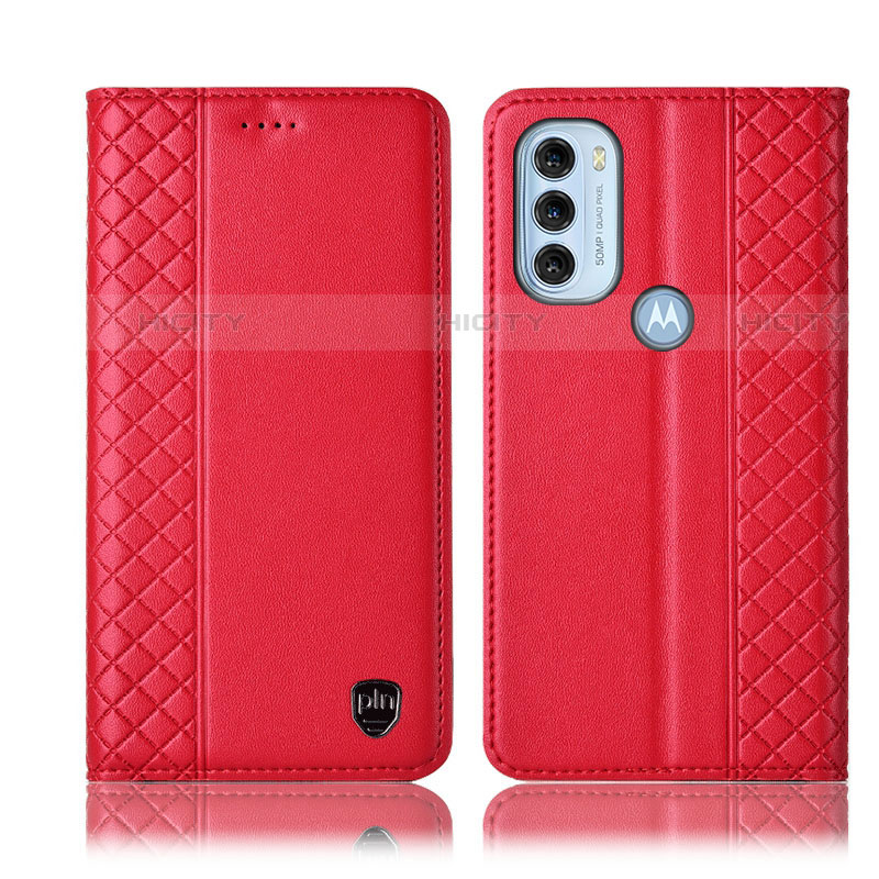 Custodia Portafoglio In Pelle Cover con Supporto H10P per Motorola Moto G71 5G Rosso