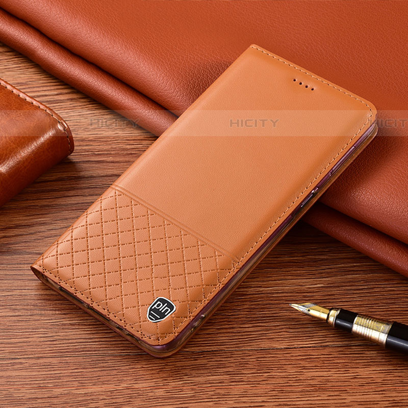 Custodia Portafoglio In Pelle Cover con Supporto H10P per Samsung Galaxy A03s Arancione