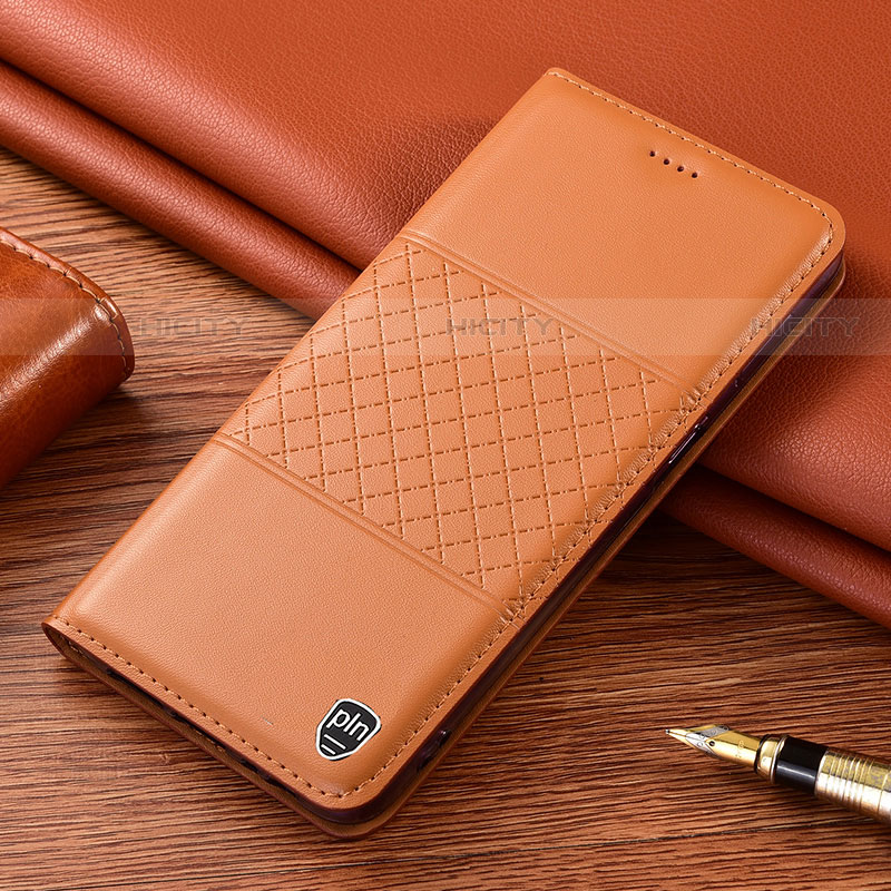 Custodia Portafoglio In Pelle Cover con Supporto H10P per Samsung Galaxy S21 Ultra 5G Arancione
