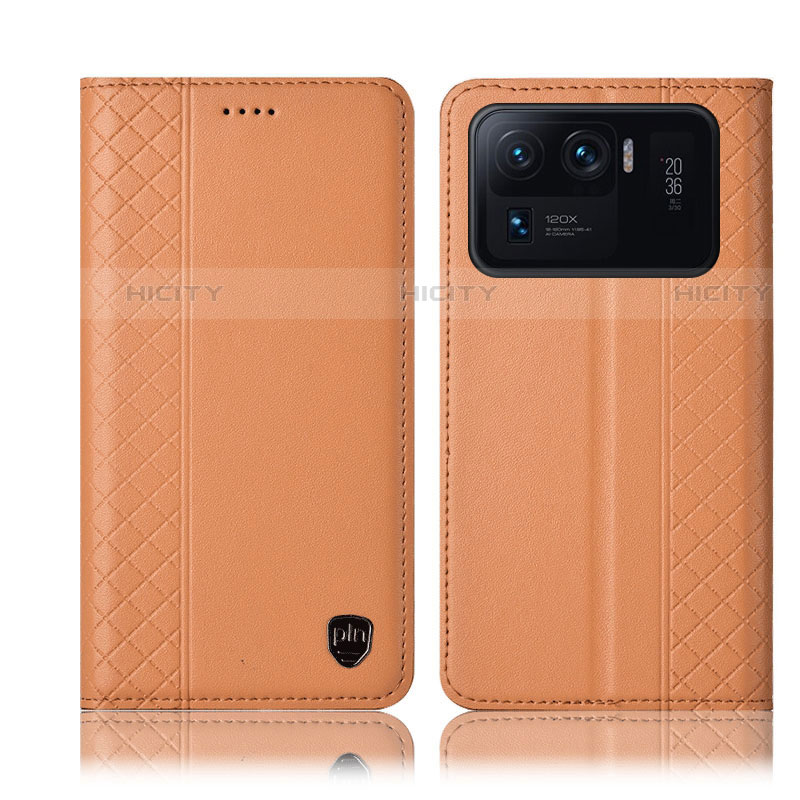 Custodia Portafoglio In Pelle Cover con Supporto H10P per Xiaomi Mi 11 Ultra 5G Arancione
