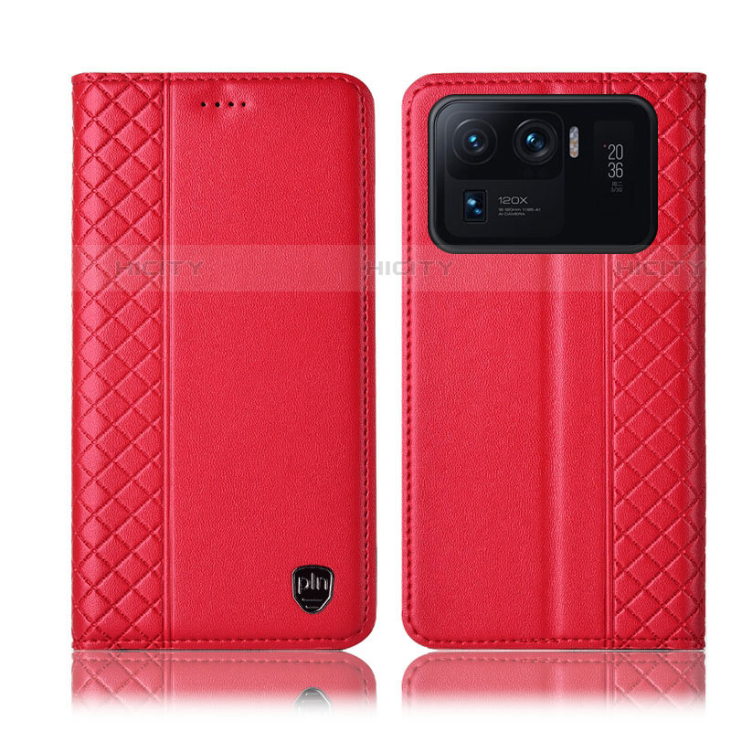 Custodia Portafoglio In Pelle Cover con Supporto H10P per Xiaomi Mi 11 Ultra 5G Rosso
