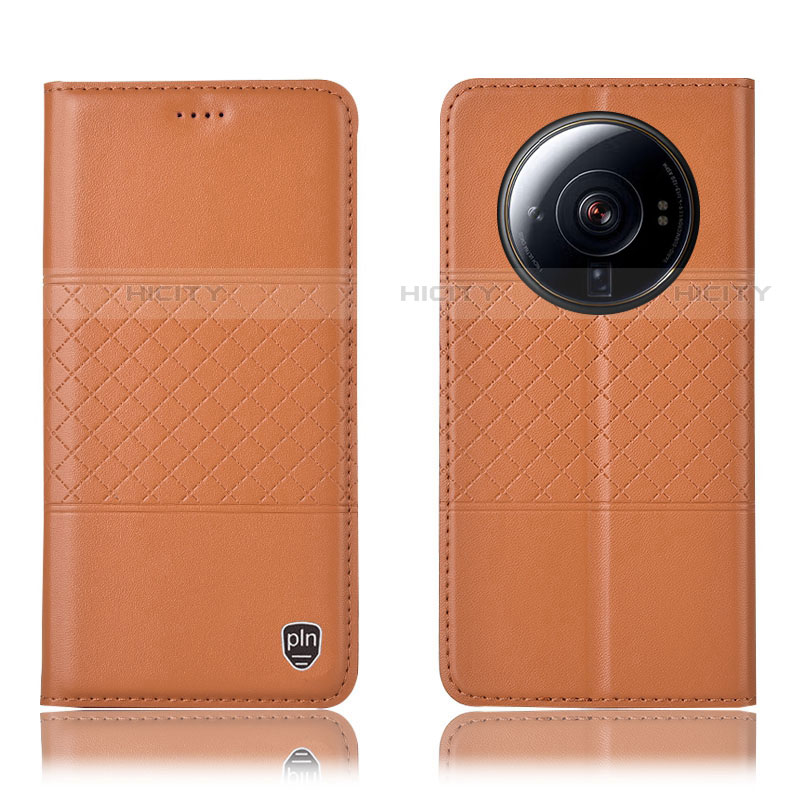 Custodia Portafoglio In Pelle Cover con Supporto H10P per Xiaomi Mi 12S Ultra 5G Arancione