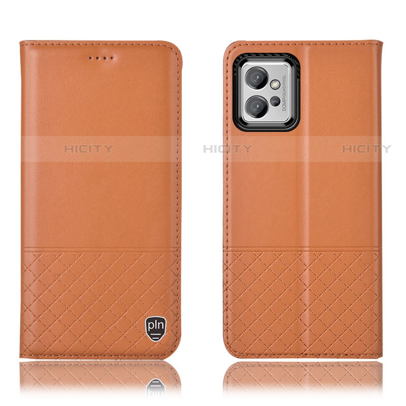 Custodia Portafoglio In Pelle Cover con Supporto H11P per Motorola Moto G32 Arancione