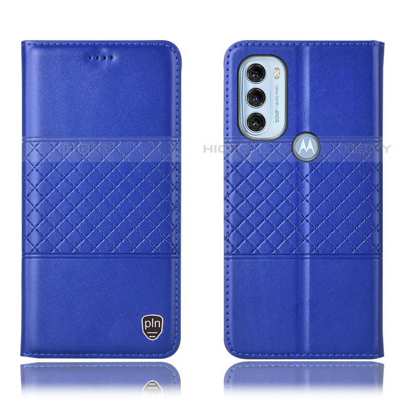 Custodia Portafoglio In Pelle Cover con Supporto H11P per Motorola Moto G71 5G Blu