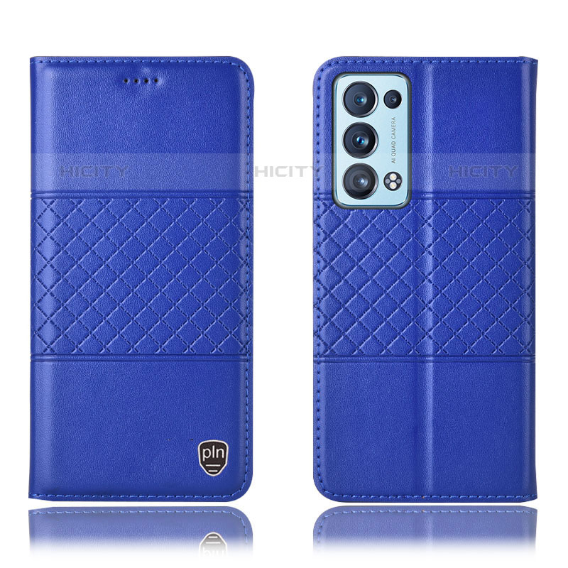 Custodia Portafoglio In Pelle Cover con Supporto H11P per Oppo Reno6 Pro 5G Blu