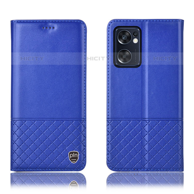 Custodia Portafoglio In Pelle Cover con Supporto H11P per Oppo Reno7 SE 5G Blu