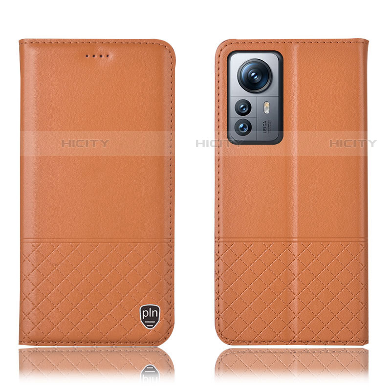 Custodia Portafoglio In Pelle Cover con Supporto H11P per Xiaomi Mi 12 Pro 5G Arancione