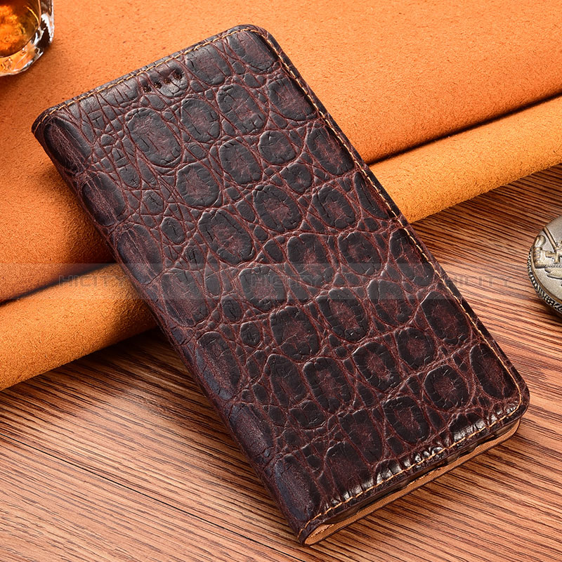 Custodia Portafoglio In Pelle Cover con Supporto H16P per Xiaomi Redmi Note 9 Pro Max Marrone