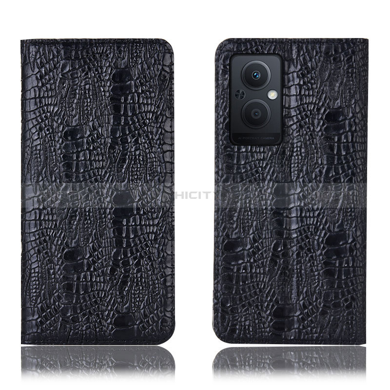 Custodia Portafoglio In Pelle Cover con Supporto H17P per Oppo A96 5G Nero