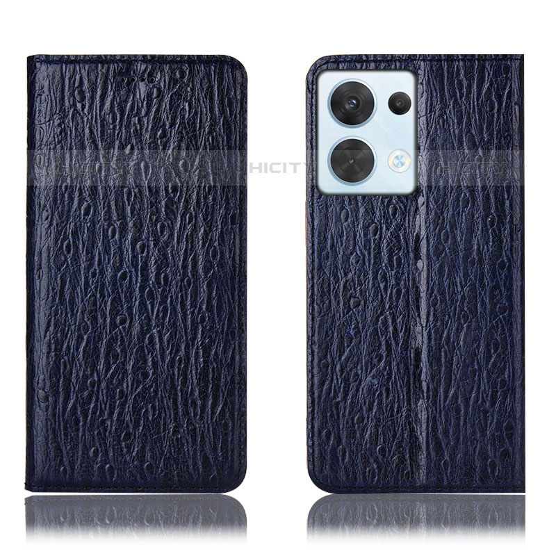 Custodia Portafoglio In Pelle Cover con Supporto H18P per Oppo Reno9 Pro 5G Blu