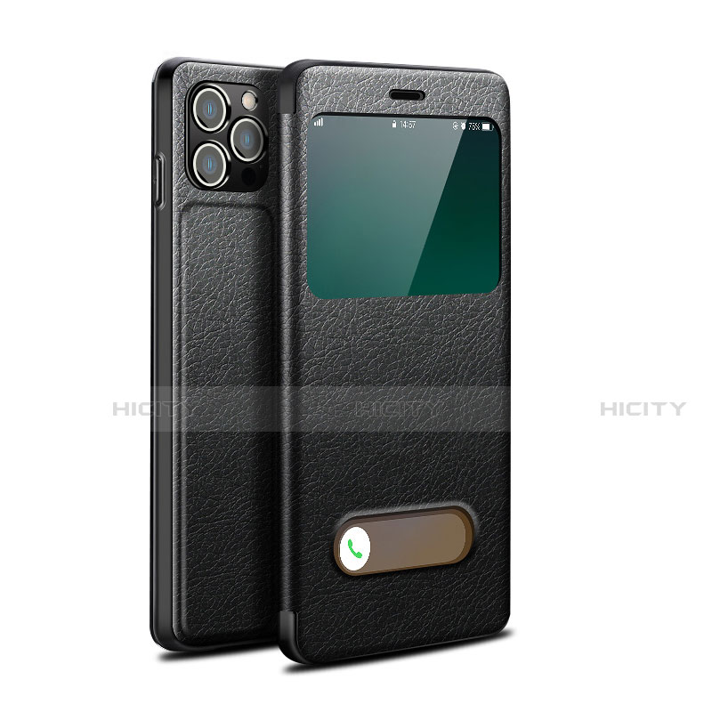 Custodia Portafoglio In Pelle Cover con Supporto H19 per Apple iPhone 13 Pro Nero