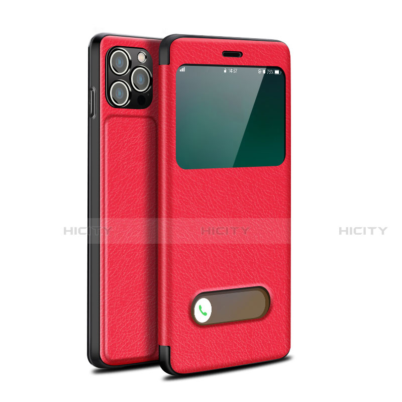 Custodia Portafoglio In Pelle Cover con Supporto H19 per Apple iPhone 13 Pro Rosso