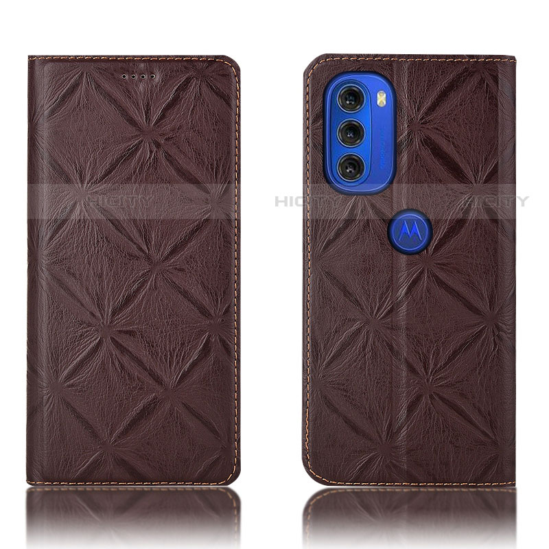 Custodia Portafoglio In Pelle Cover con Supporto H19P per Motorola Moto G51 5G Marrone