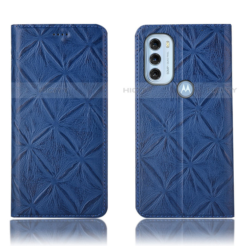 Custodia Portafoglio In Pelle Cover con Supporto H19P per Motorola Moto G71 5G Blu