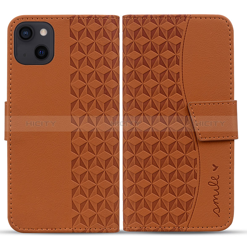 Custodia Portafoglio In Pelle Cover con Supporto HF1 per Apple iPhone 14 Marrone