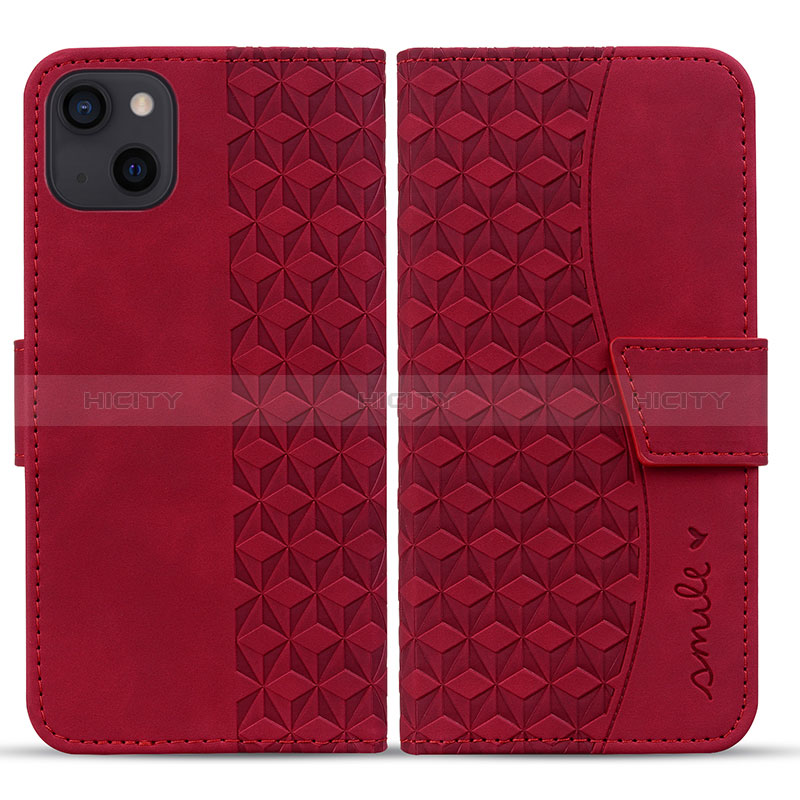 Custodia Portafoglio In Pelle Cover con Supporto HF1 per Apple iPhone 14 Rosso