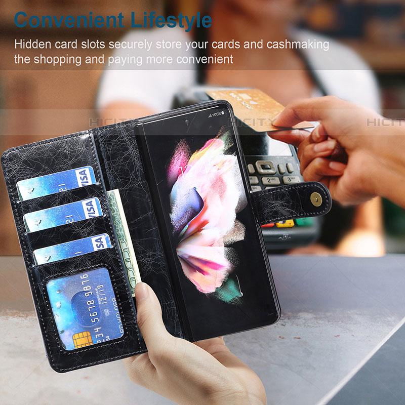 Custodia Portafoglio In Pelle Cover con Supporto JDK per Samsung Galaxy Z Fold4 5G