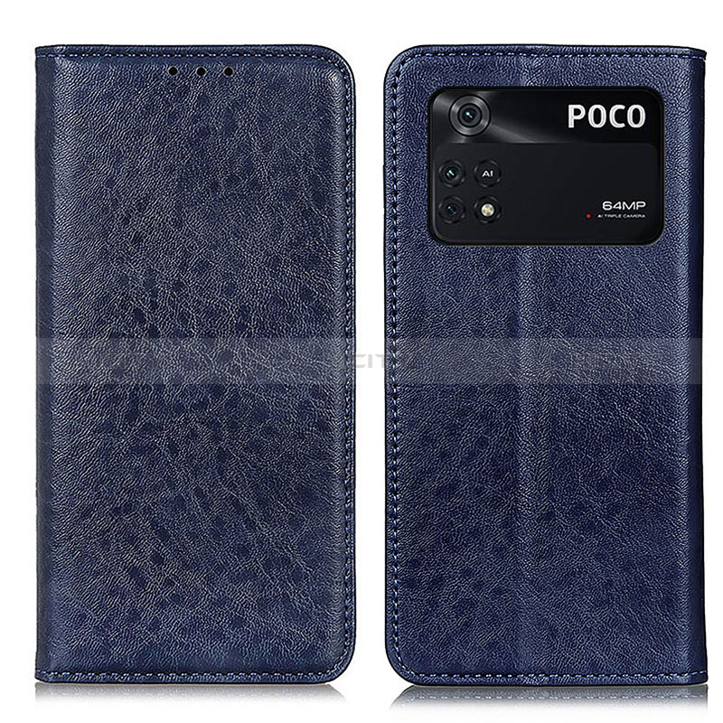Custodia Portafoglio In Pelle Cover con Supporto K01Z per Xiaomi Poco M4 Pro 4G Blu