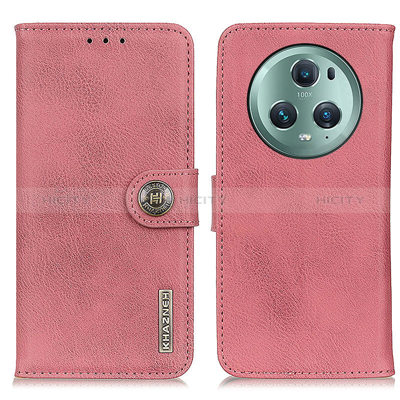 Custodia Portafoglio In Pelle Cover con Supporto K02Z per Huawei Honor Magic5 Pro 5G Rosa