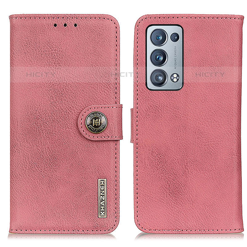Custodia Portafoglio In Pelle Cover con Supporto K02Z per Oppo Reno6 Pro+ Plus 5G Rosa