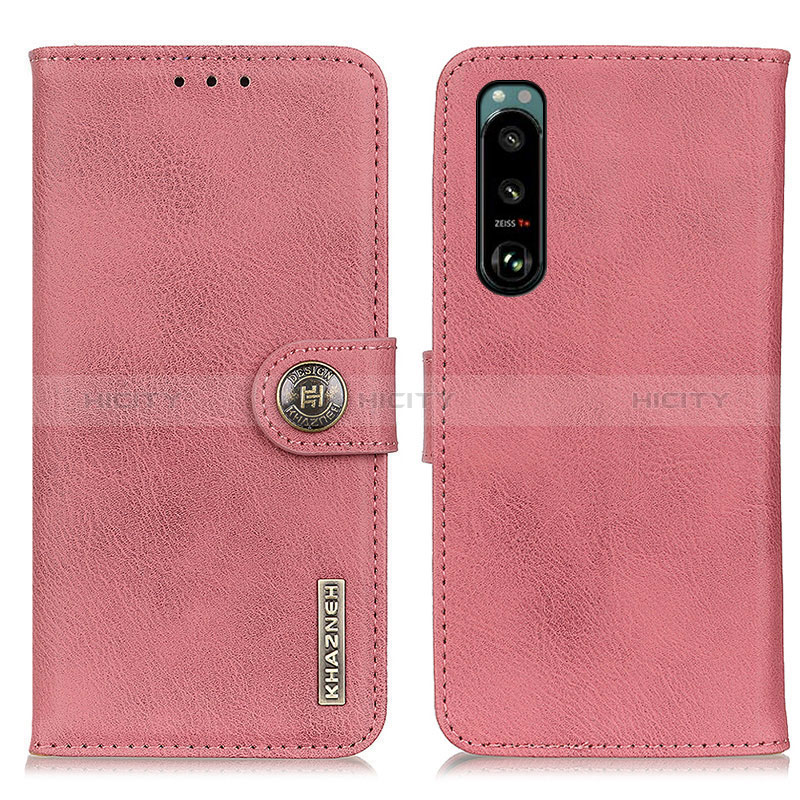 Custodia Portafoglio In Pelle Cover con Supporto K02Z per Sony Xperia 5 III Rosa