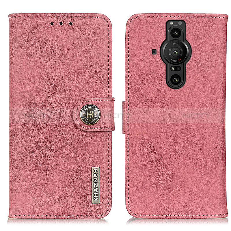 Custodia Portafoglio In Pelle Cover con Supporto K02Z per Sony Xperia PRO-I Rosa