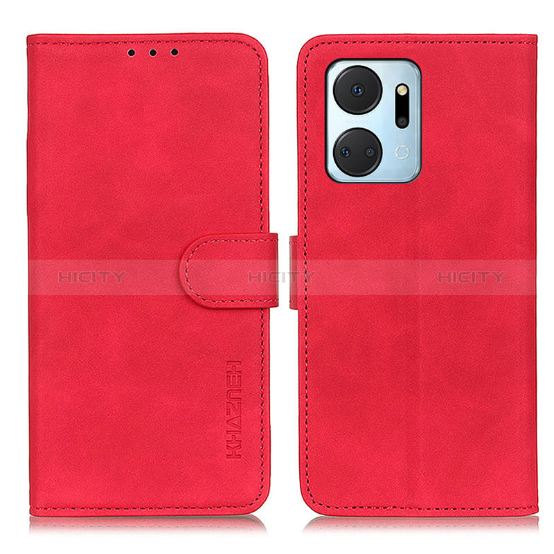 Custodia Portafoglio In Pelle Cover con Supporto K03Z per Huawei Honor X7a Rosso