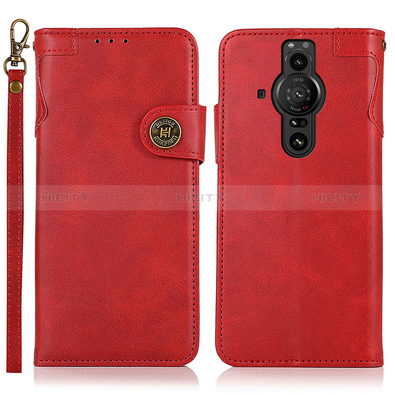 Custodia Portafoglio In Pelle Cover con Supporto K03Z per Sony Xperia PRO-I Rosso