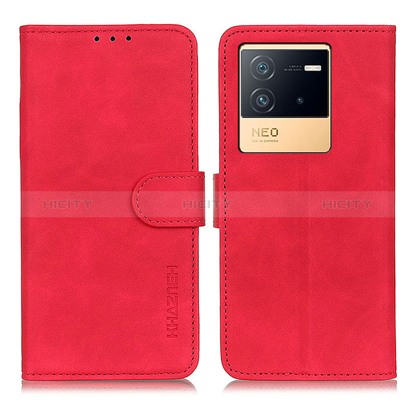 Custodia Portafoglio In Pelle Cover con Supporto K03Z per Vivo iQOO Neo6 5G Rosso
