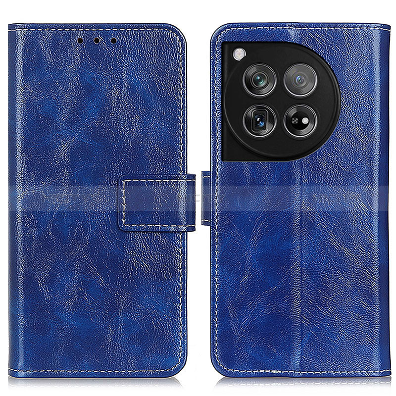 Custodia Portafoglio In Pelle Cover con Supporto K04Z per OnePlus 12R 5G Blu