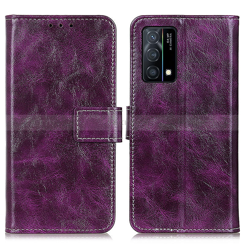 Custodia Portafoglio In Pelle Cover con Supporto K04Z per Oppo K9 5G Viola