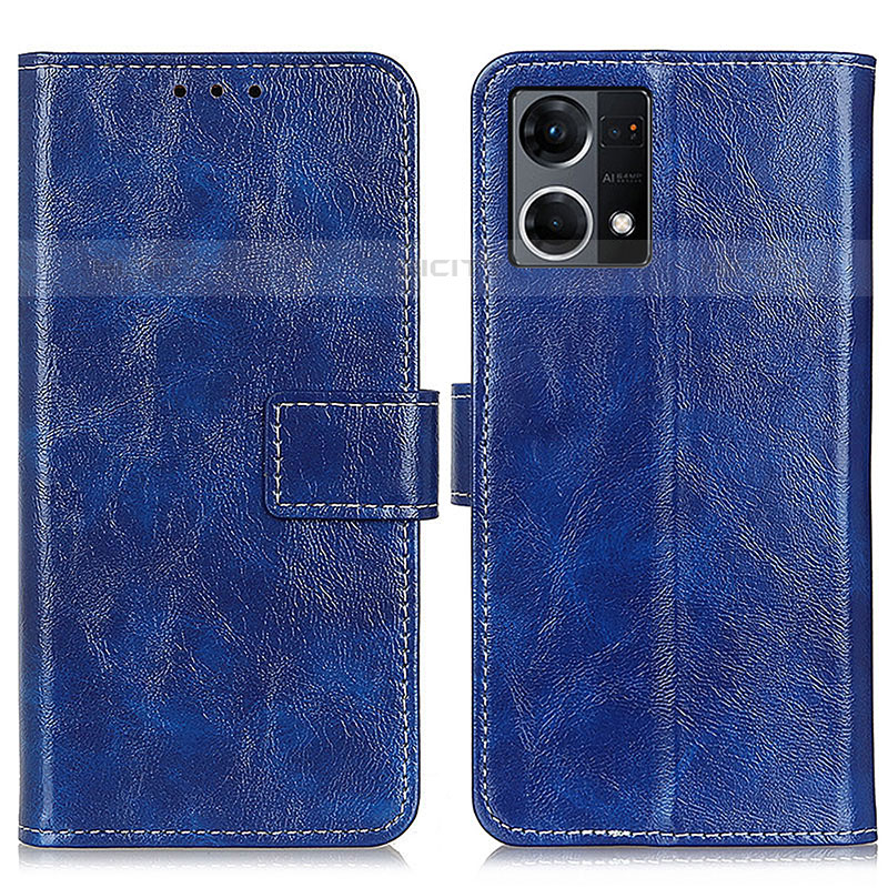 Custodia Portafoglio In Pelle Cover con Supporto K04Z per Oppo Reno7 4G Blu