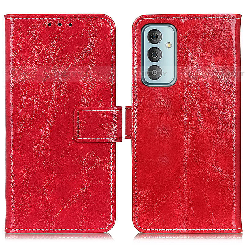 Custodia Portafoglio In Pelle Cover con Supporto K04Z per Samsung Galaxy M13 4G Rosso