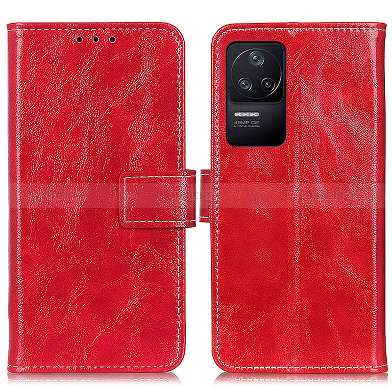 Custodia Portafoglio In Pelle Cover con Supporto K04Z per Xiaomi Poco F4 5G Rosso