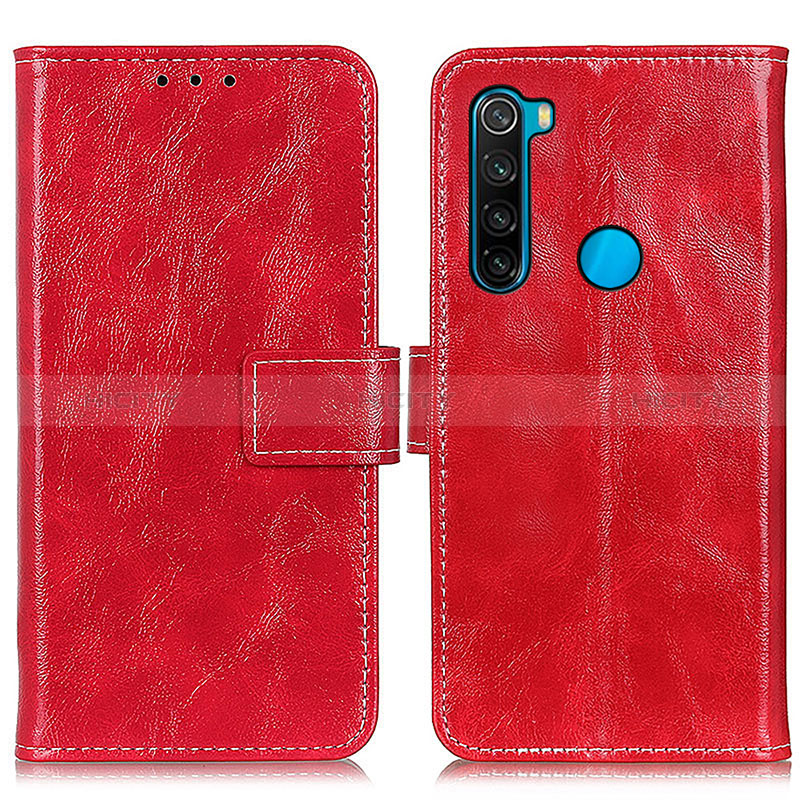 Custodia Portafoglio In Pelle Cover con Supporto K04Z per Xiaomi Redmi Note 8 (2021) Rosso