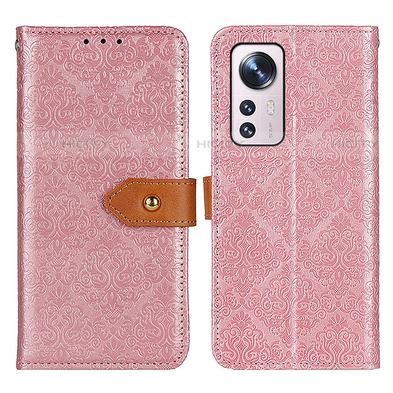Custodia Portafoglio In Pelle Cover con Supporto K05Z per Xiaomi Mi 12 Pro 5G Rosa