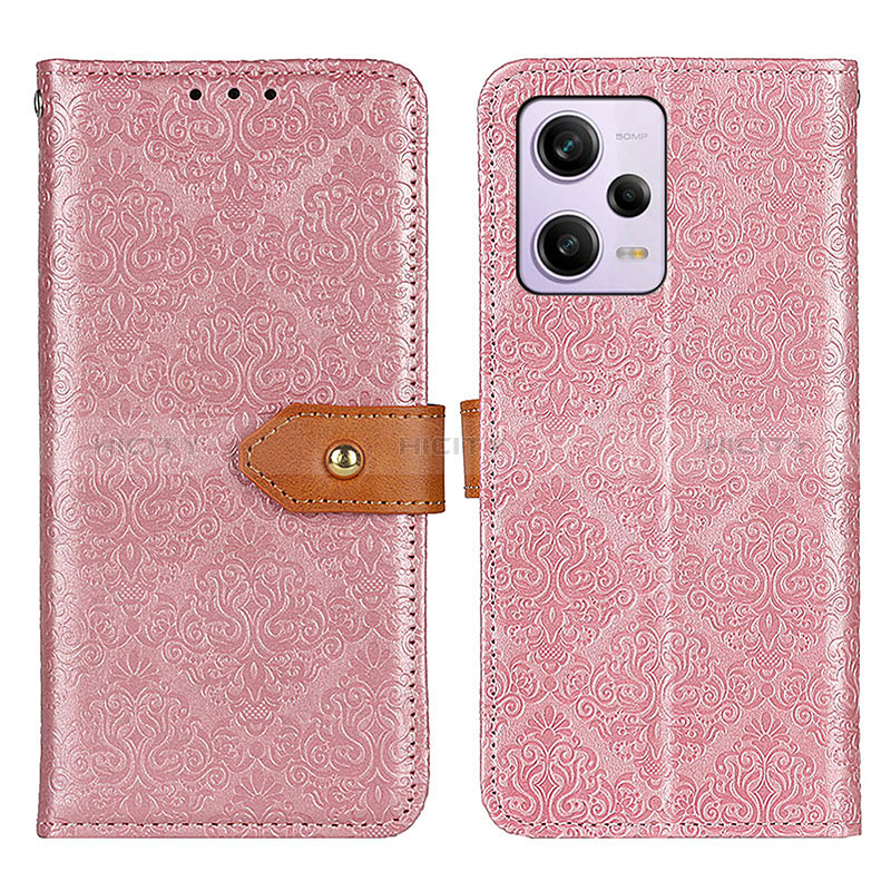 Custodia Portafoglio In Pelle Cover con Supporto K05Z per Xiaomi Redmi Note 12 Pro 5G Rosa