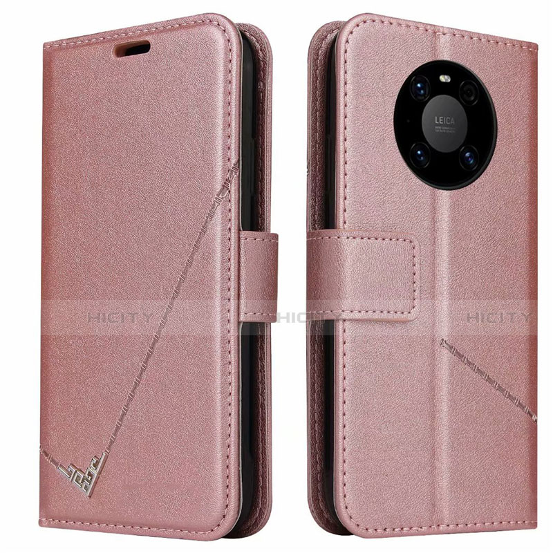 Custodia Portafoglio In Pelle Cover con Supporto K06 per Huawei Mate 40E Pro 5G Oro Rosa
