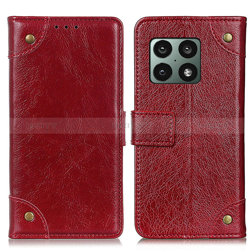 Custodia Portafoglio In Pelle Cover con Supporto K06Z per OnePlus 10 Pro 5G Rosso