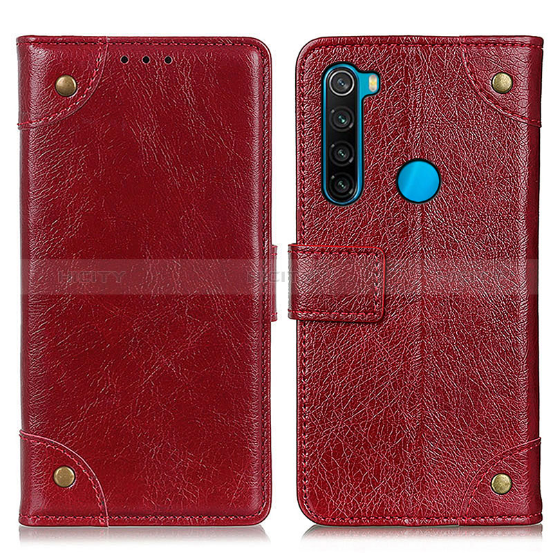 Custodia Portafoglio In Pelle Cover con Supporto K06Z per Xiaomi Redmi Note 8 (2021) Rosso