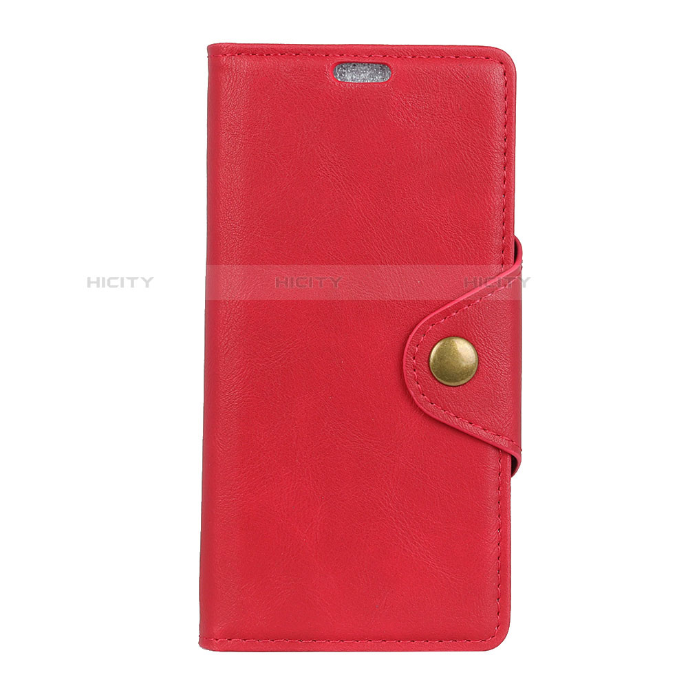 Custodia Portafoglio In Pelle Cover con Supporto L01 per Alcatel 3 Rosso