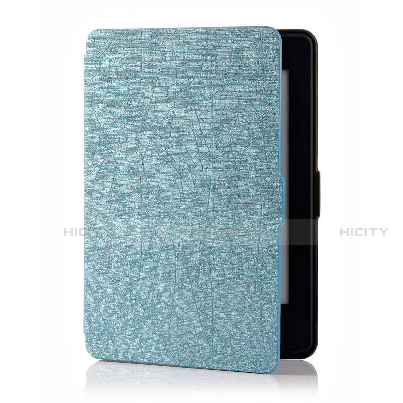 Custodia Portafoglio In Pelle Cover con Supporto L01 per Amazon Kindle 6 inch Cielo Blu