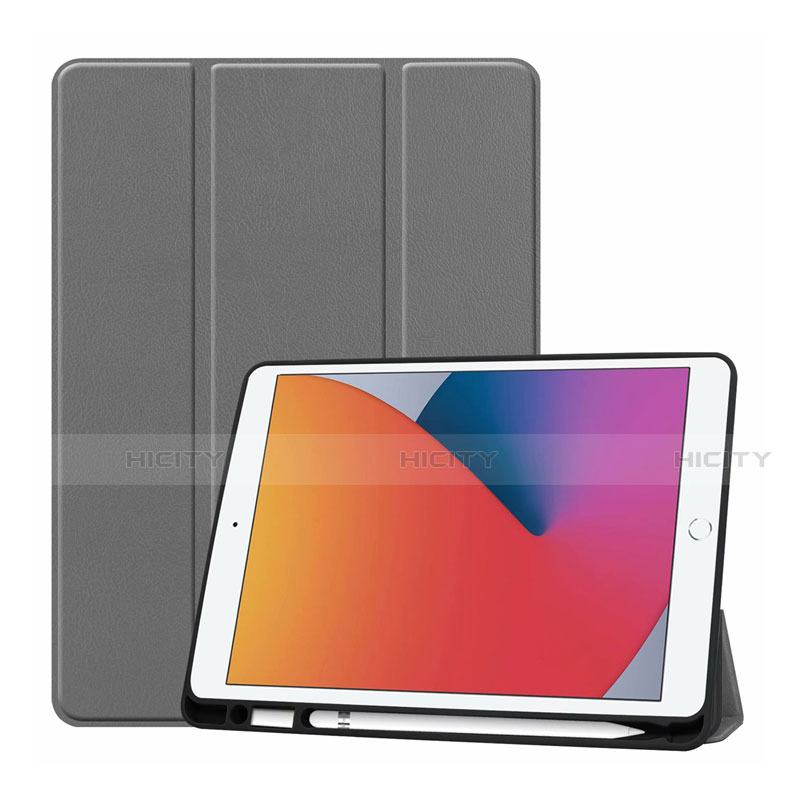 Custodia Portafoglio In Pelle Cover con Supporto L01 per Apple iPad 10.2 (2020) Grigio