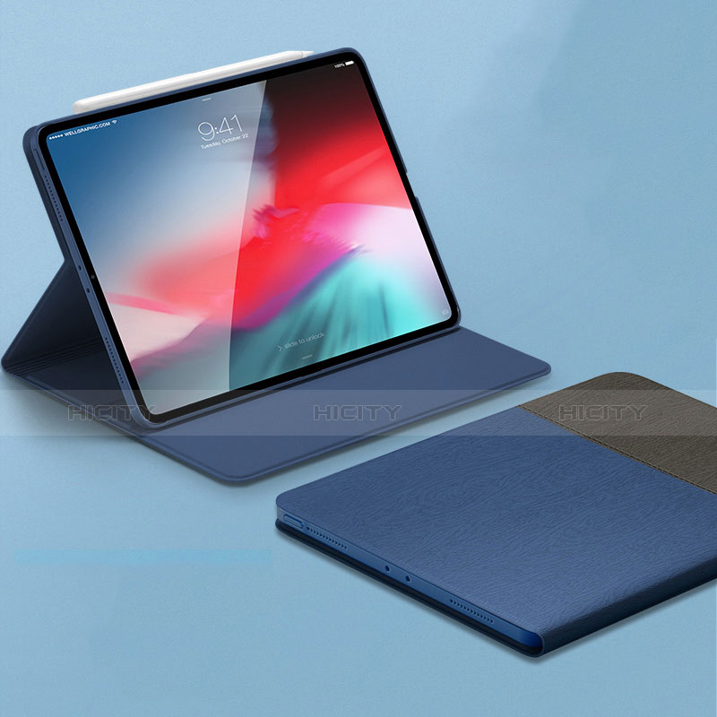 Custodia Portafoglio In Pelle Cover con Supporto L01 per Apple iPad Pro 11 (2018) Blu