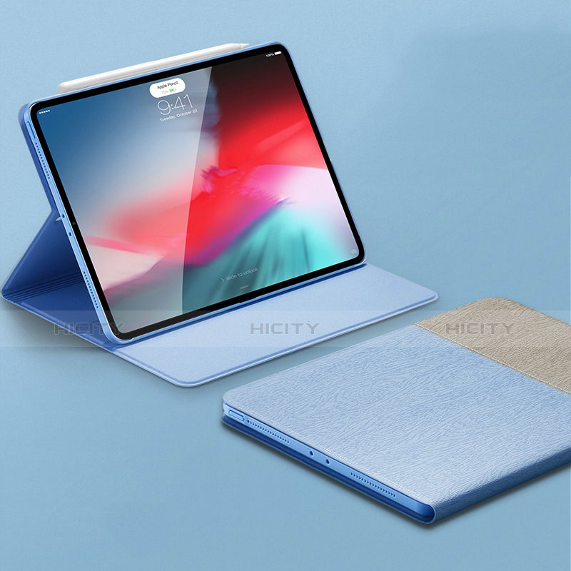 Custodia Portafoglio In Pelle Cover con Supporto L01 per Apple iPad Pro 11 (2018) Cielo Blu