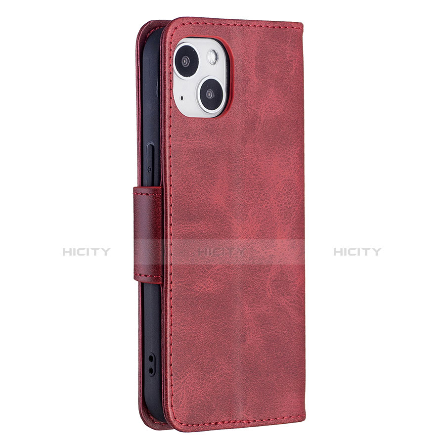 Custodia Portafoglio In Pelle Cover con Supporto L01 per Apple iPhone 13 Mini Rosso