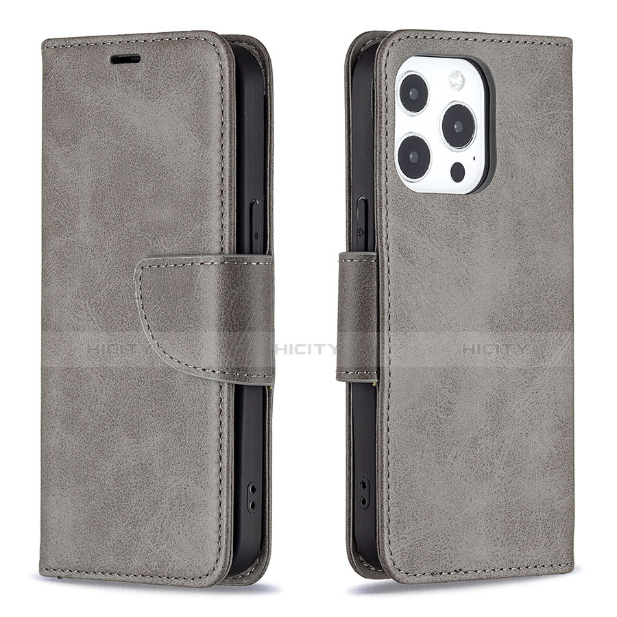 Custodia Portafoglio In Pelle Cover con Supporto L01 per Apple iPhone 13 Pro Max Grigio Scuro