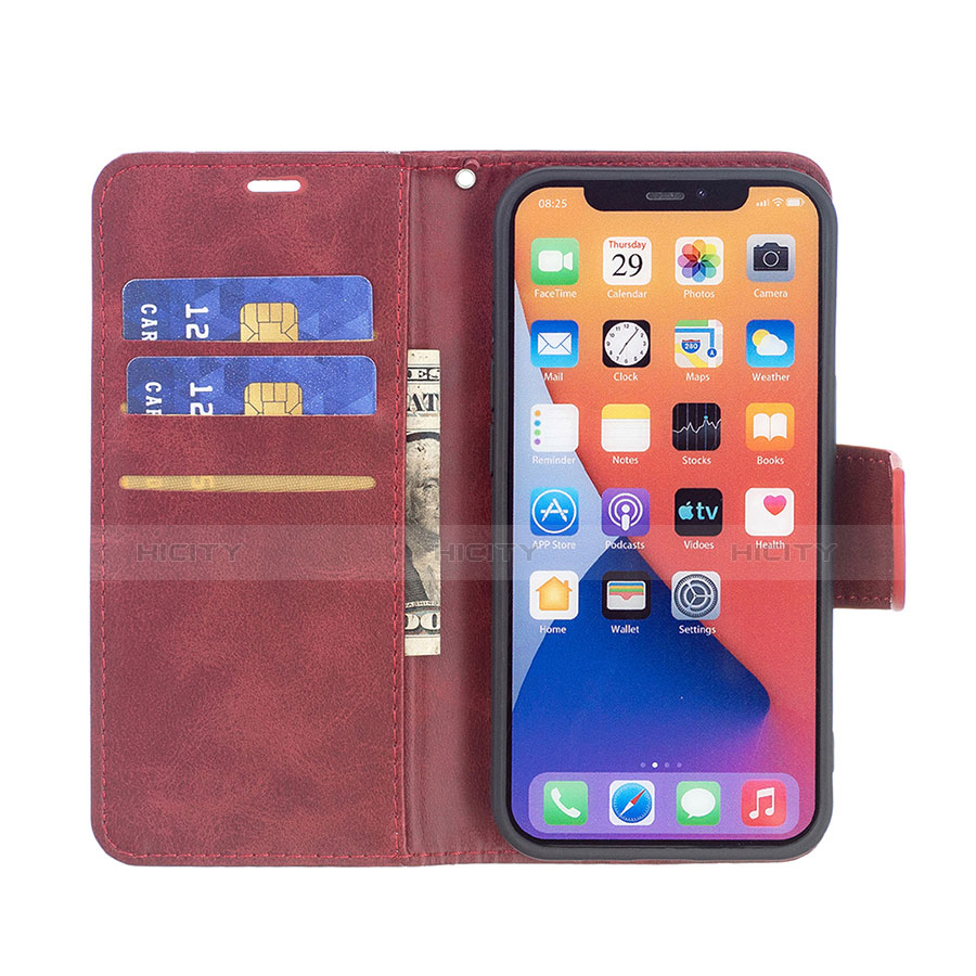 Custodia Portafoglio In Pelle Cover con Supporto L01 per Apple iPhone 14 Plus Rosso