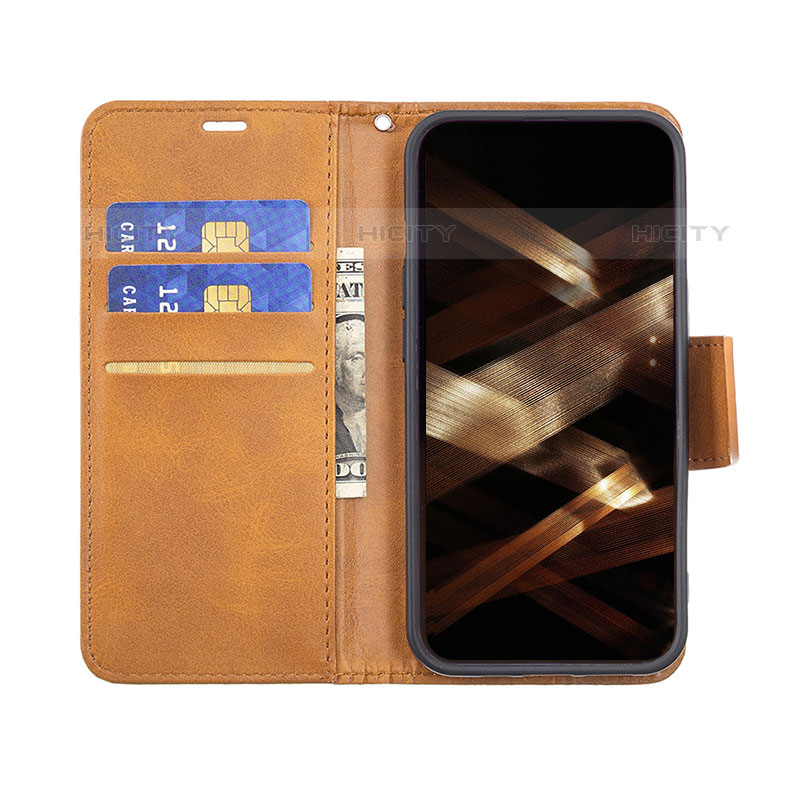 Custodia Portafoglio In Pelle Cover con Supporto L01 per Apple iPhone 15 Pro Max Giallo